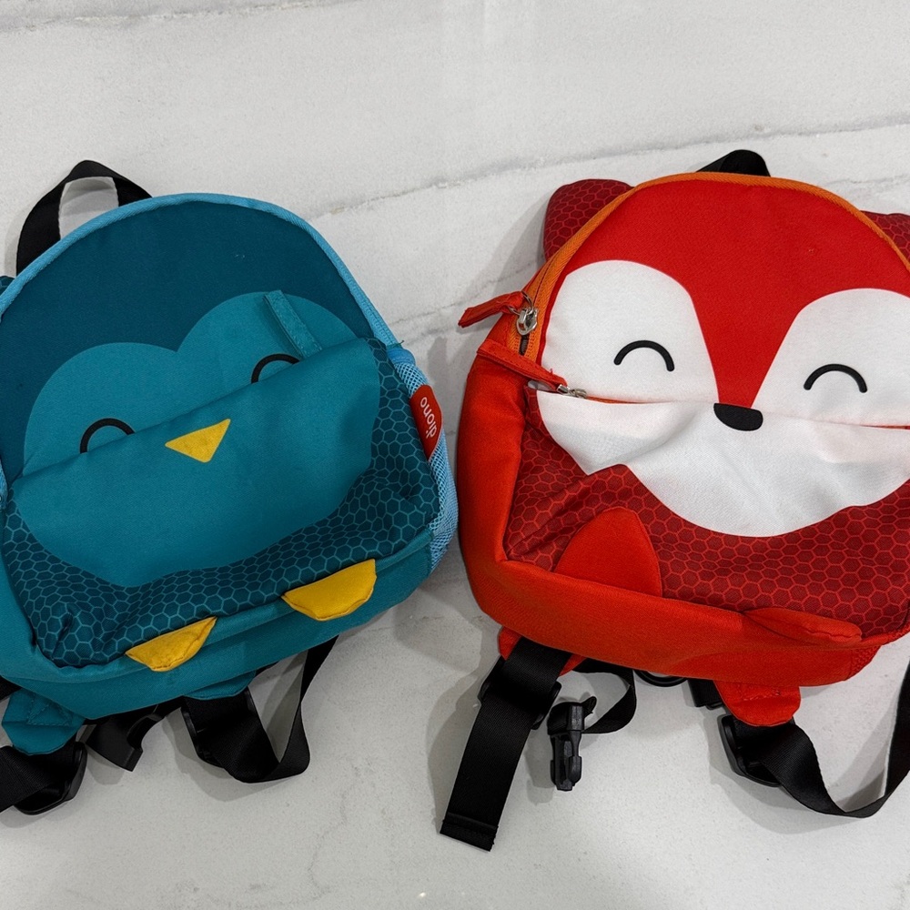 Cute Animal Backpacks - Red Fox and Blue Penguin set